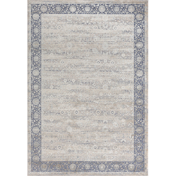 2' X 3' Blue and Beige Floral Area Rug