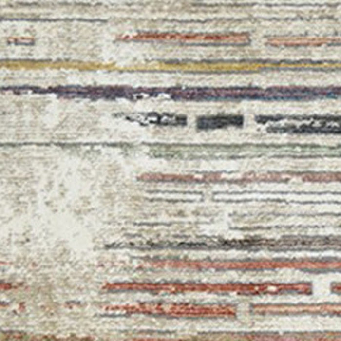 2' X 3' Beige Geometric Distressed Area Rug With Fringe