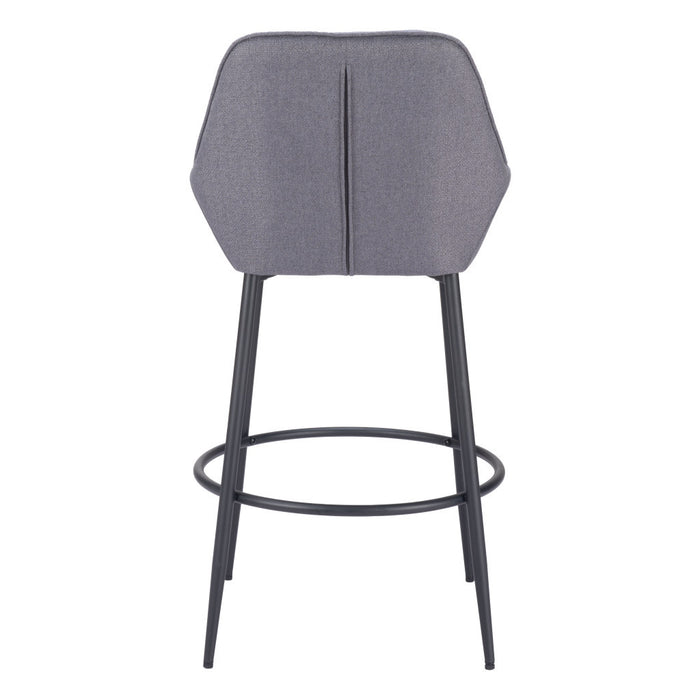 Set of Two 30" Gray And Black Fabric And Steel Bar Height Bar Chairs