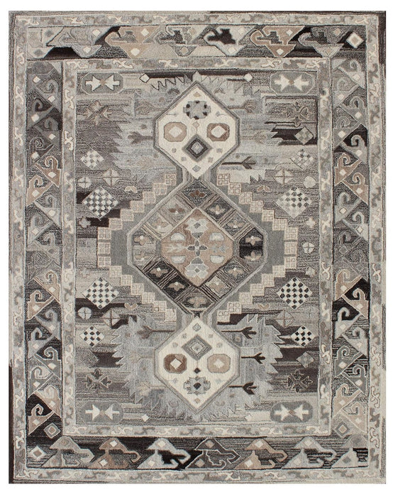 5' X 8' Natural Southwestern Hand Tufted Non Skid Area Rug