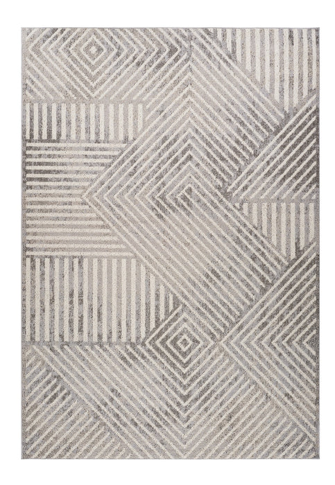 7' X 10' Gray and Beige Abstract Distressed Area Rug