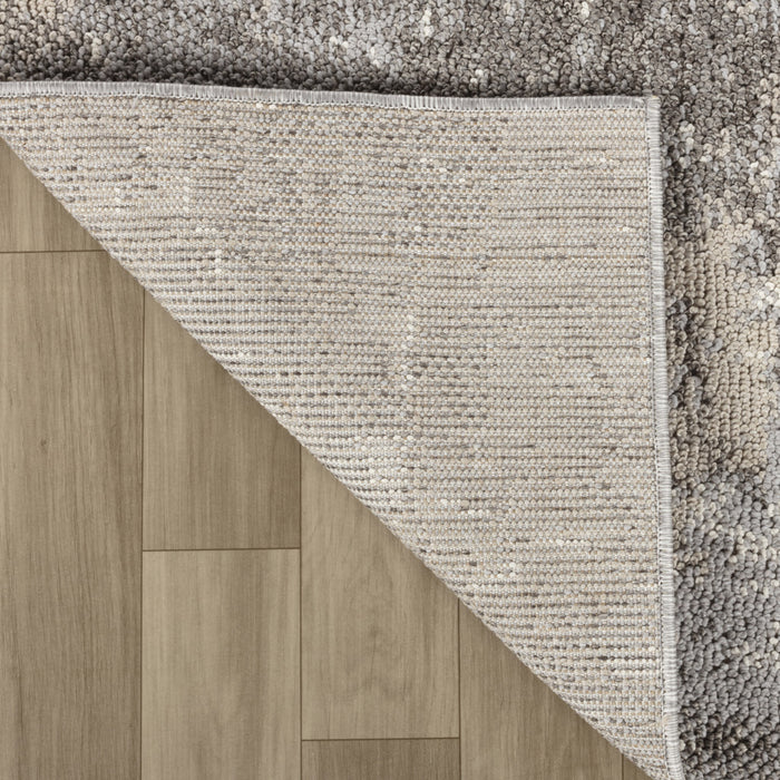 8' Gray and Beige Abstract Distressed Area Rug