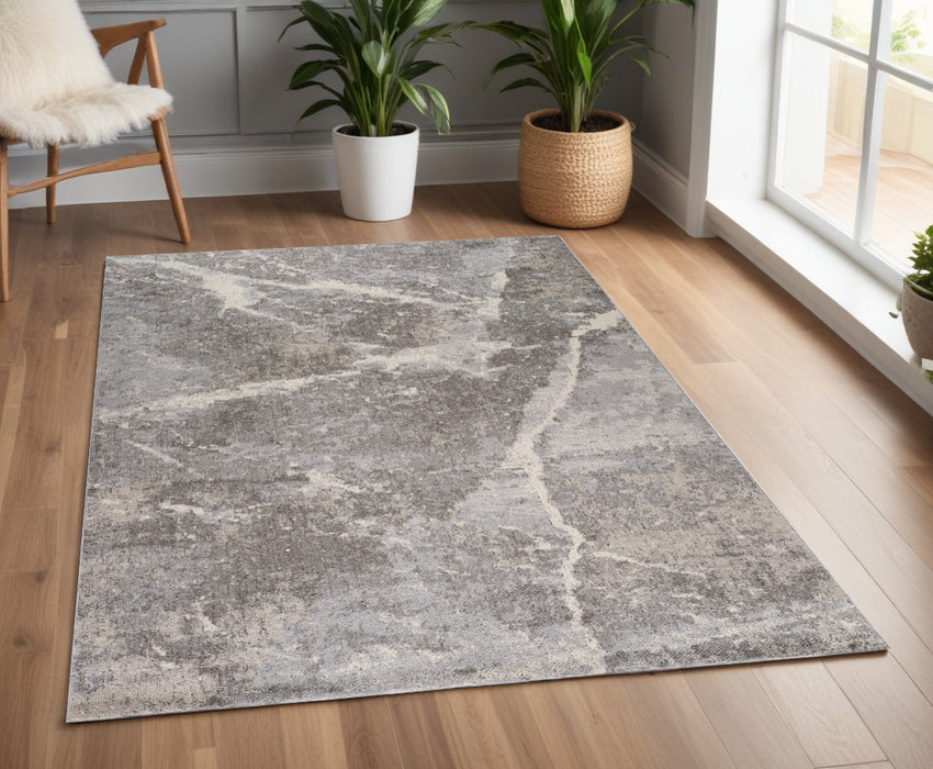 4' X 6' Gray and Ivory Abstract Area Rug