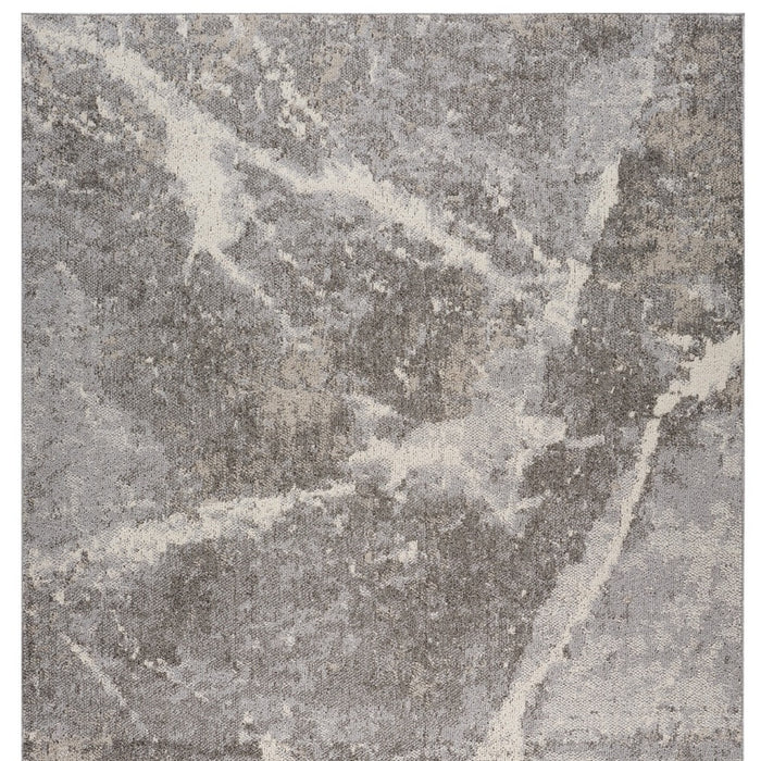 8' X 11' Gray and Ivory Abstract Area Rug