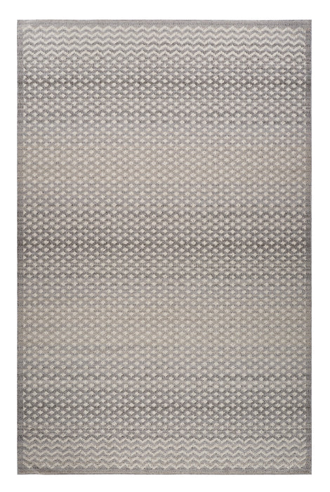 5' X 8' Gray and Beige Checkered Distressed Area Rug