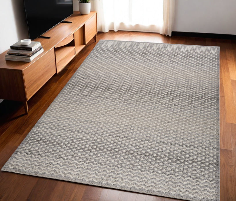 5' X 8' Gray and Beige Checkered Distressed Area Rug