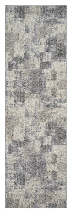 8' Gray and Beige Abstract Distressed Area Rug