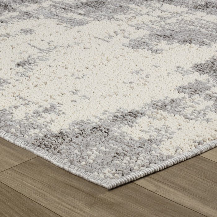 8' Gray and Beige Abstract Distressed Area Rug