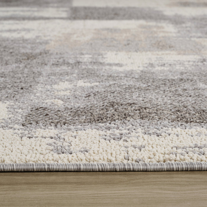 8' Gray and Beige Abstract Distressed Area Rug