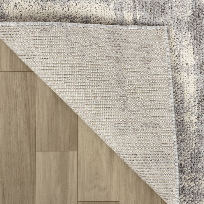 8' Gray and Beige Abstract Distressed Area Rug