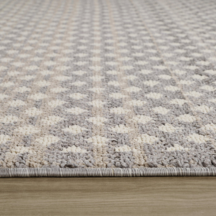 8' Gray and Beige Moroccan Distressed Area Rug