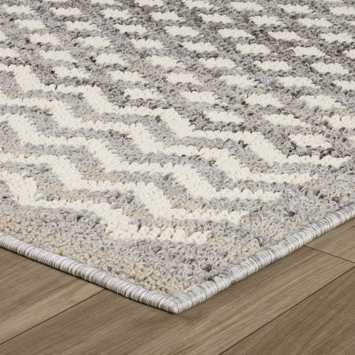 8' Gray and Beige Moroccan Distressed Area Rug