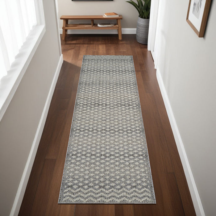 8' Gray and Beige Moroccan Distressed Area Rug