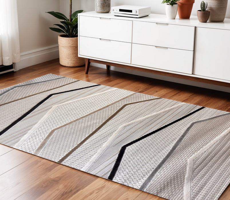 4' X 6' Gray Brown and Beige Abstract Area Rug