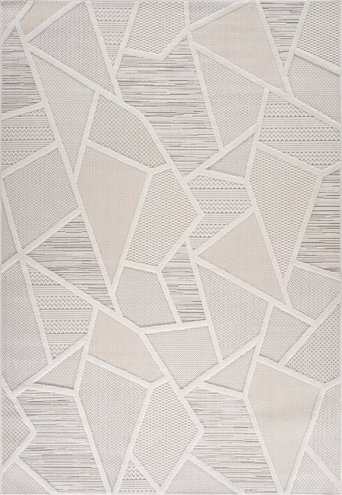 4' X 6' Cream and Beige Geometric Distressed Area Rug