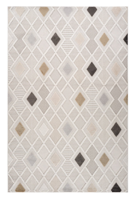 4' X 6' Cream and Beige Abstract Distressed Area Rug