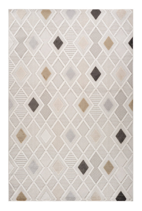 7' X 10' Cream and Beige Abstract Distressed Area Rug