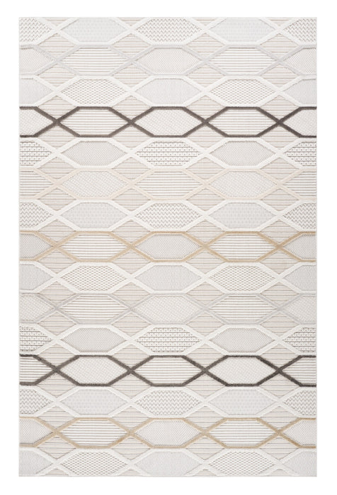 5' X 8' Cream and Beige Abstract Distressed Area Rug