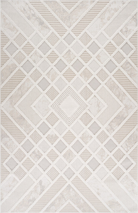 4' X 6' Cream and Beige Abstract Distressed Area Rug