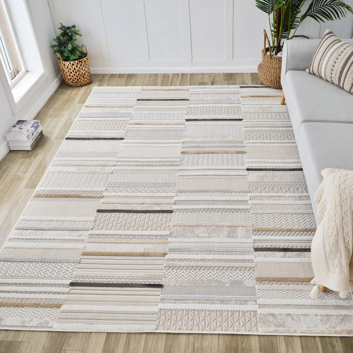 4' X 6' Gray and Beige Abstract Distressed Area Rug