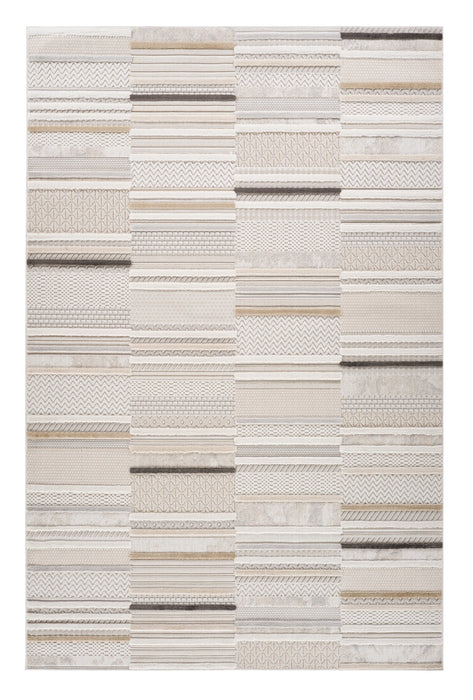 5' X 8' Gray and Beige Abstract Distressed Area Rug