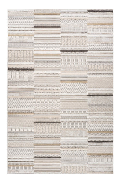 7' X 10' Gray and Beige Abstract Distressed Area Rug