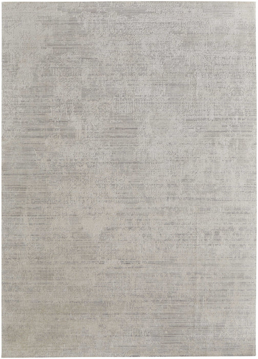 4' X 6' Gray and Ivory Abstract Hand Woven Worn Faded Area Rug