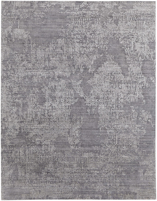 4' X 6' Gray and Ivory Abstract Hand Woven Worn Faded Area Rug