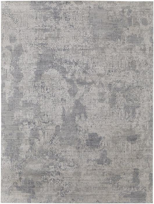 4' X 6' Gray and Ivory Abstract Hand Woven Worn Faded Area Rug