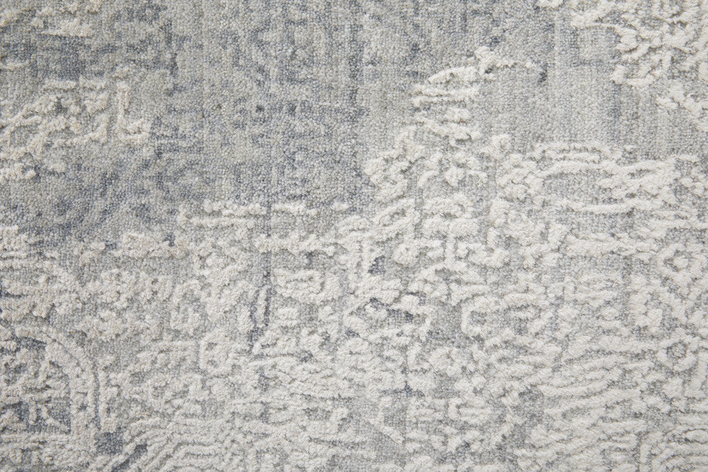 4' X 6' Gray and Ivory Abstract Hand Woven Worn Faded Area Rug