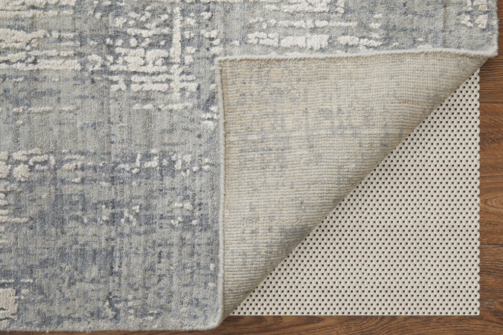 5' X 8' Gray and Silver Abstract Hand Woven Worn Faded Area Rug