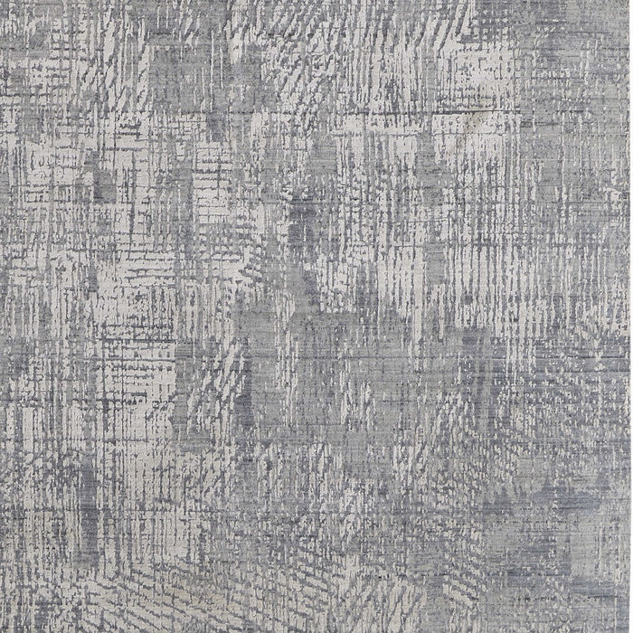 5' X 8' Gray and Silver Abstract Hand Woven Worn Faded Area Rug