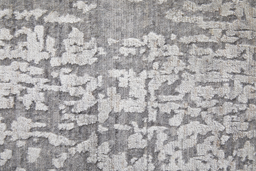 5' X 8' Gray and Silver Abstract Hand Woven Worn Faded Area Rug