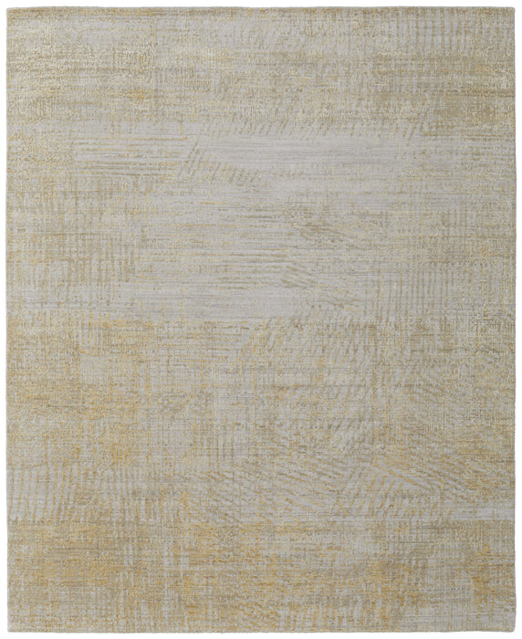 5' X 8' Yellow and Ivory Abstract Hand Woven Area Rug