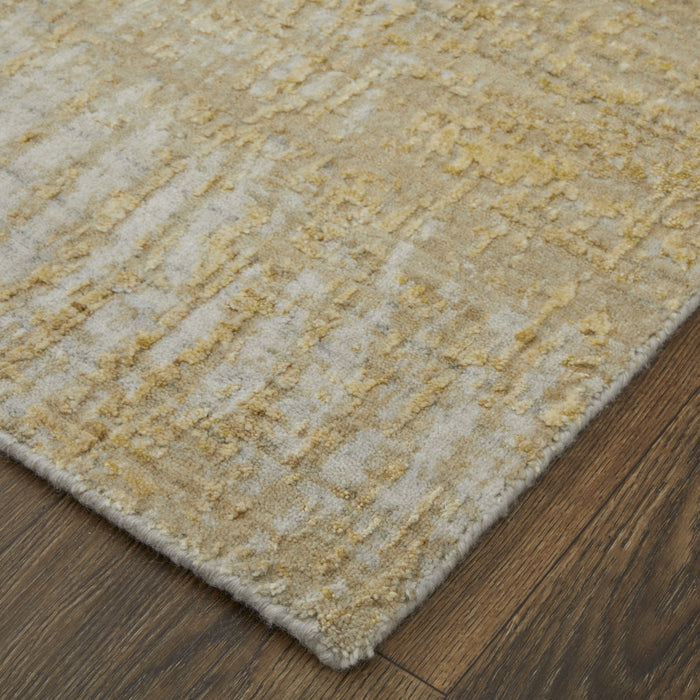 5' X 8' Yellow and Ivory Abstract Hand Woven Area Rug