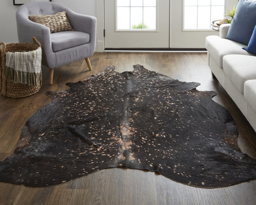 8' X 10' Brown and Tan Cowhide Animal Print Power Loom Area Rug