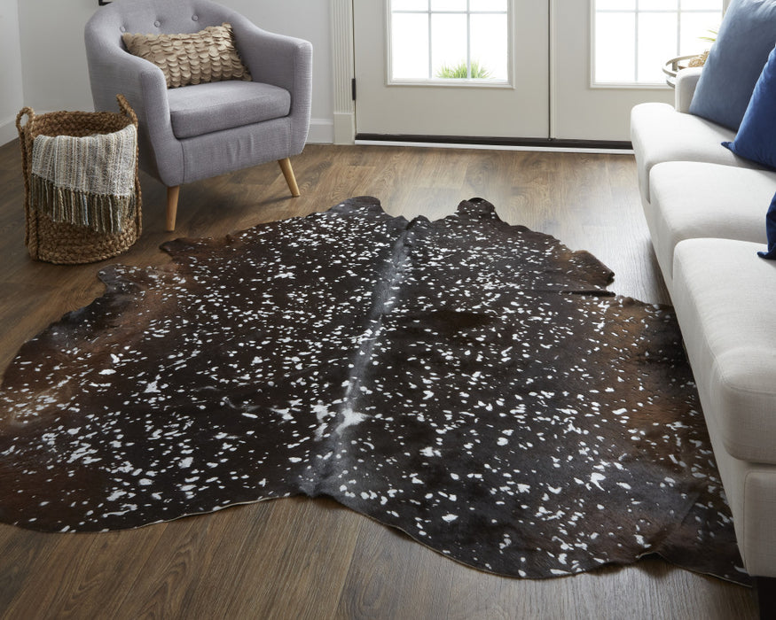 8' X 10' Brown and Tan Cowhide Animal Print Power Loom Area Rug