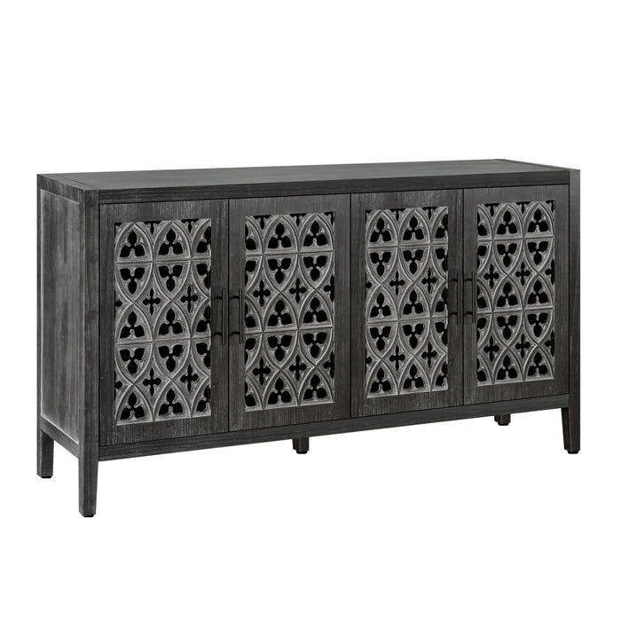 65" Charcoal Distressed Wood Sideboard with Four Doors