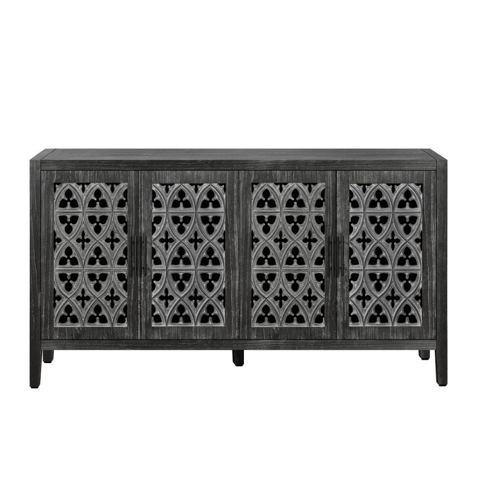 65" Charcoal Distressed Wood Sideboard with Four Doors