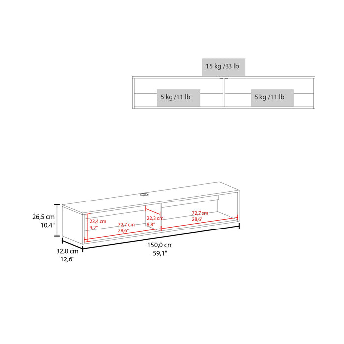 59" Beige Floating Mount TV Stand