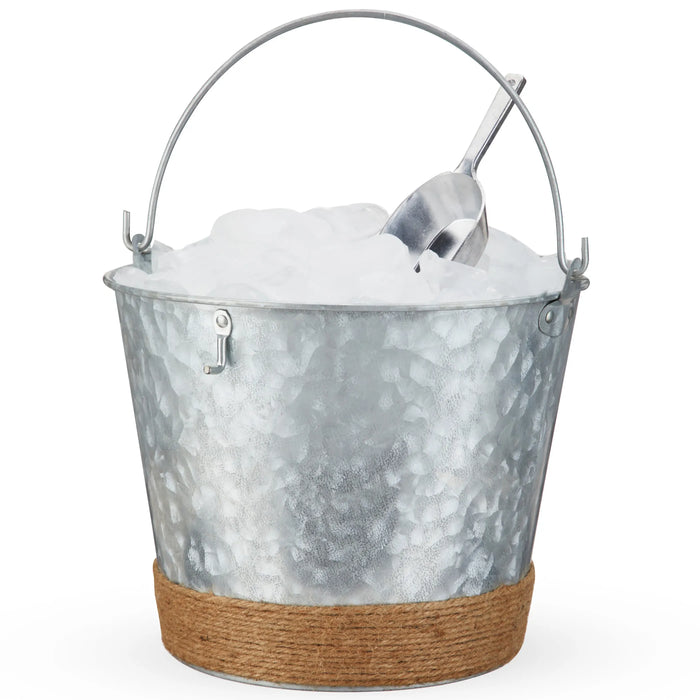 Jute Wrapped Galvanized Ice Bucket by Twine