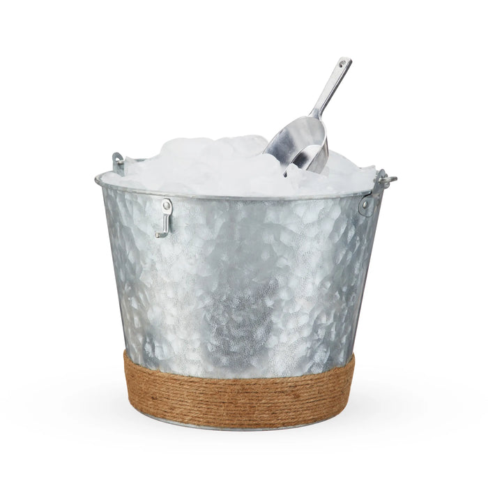 Jute Wrapped Galvanized Ice Bucket by Twine